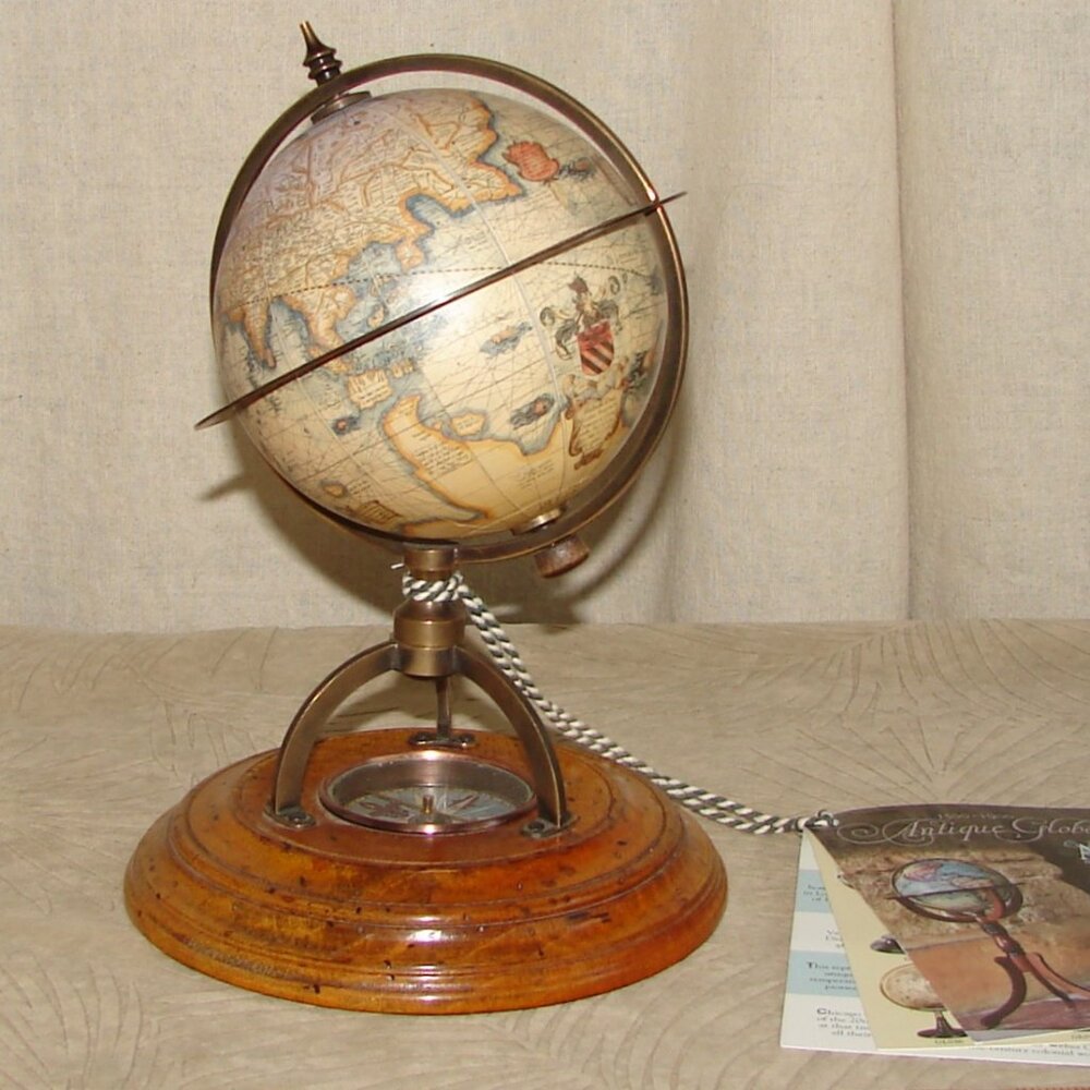 NWT Authentic Models Terrestrial GLOBE w/Compass GL019, 8" Desk Size Model